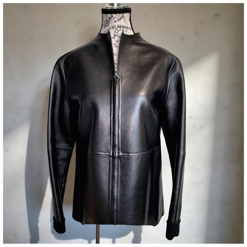 Carlisle Black Leather Zip-Front Jacket | Size 4 | Luxe Minimalist Essential